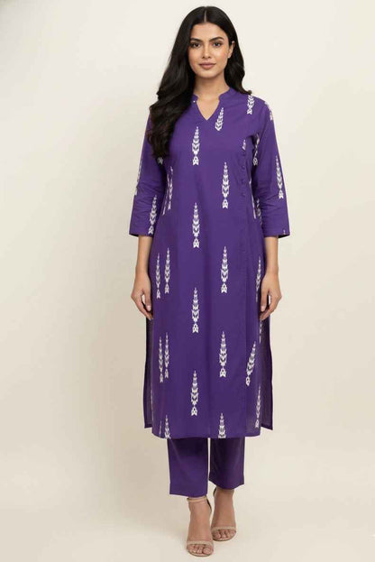 Pure Cotton Three Piece  Angrakha Style Dupatta Set