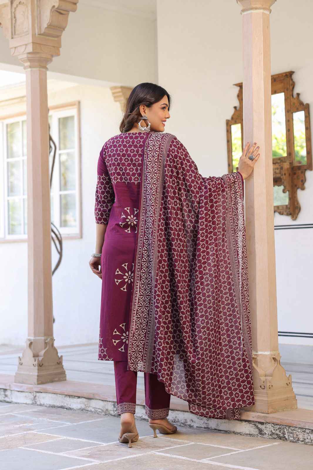 Pure Cotton Three Piece  With Printed Dupatta Set