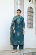 Pure Cotton Three Piece  With Printed Dupatta Set