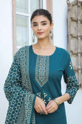 Pure Cotton Three Piece  With Printed Dupatta Set