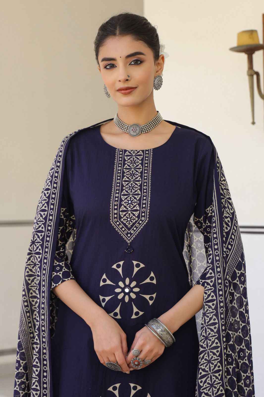 Pure Cotton Three Piece  With Printed Dupatta Set