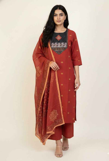 Pure Cotton Three Piece Dupatta Set