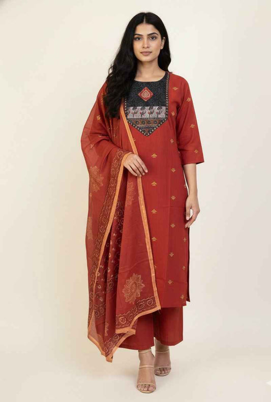 Pure Cotton Three Piece Dupatta Set