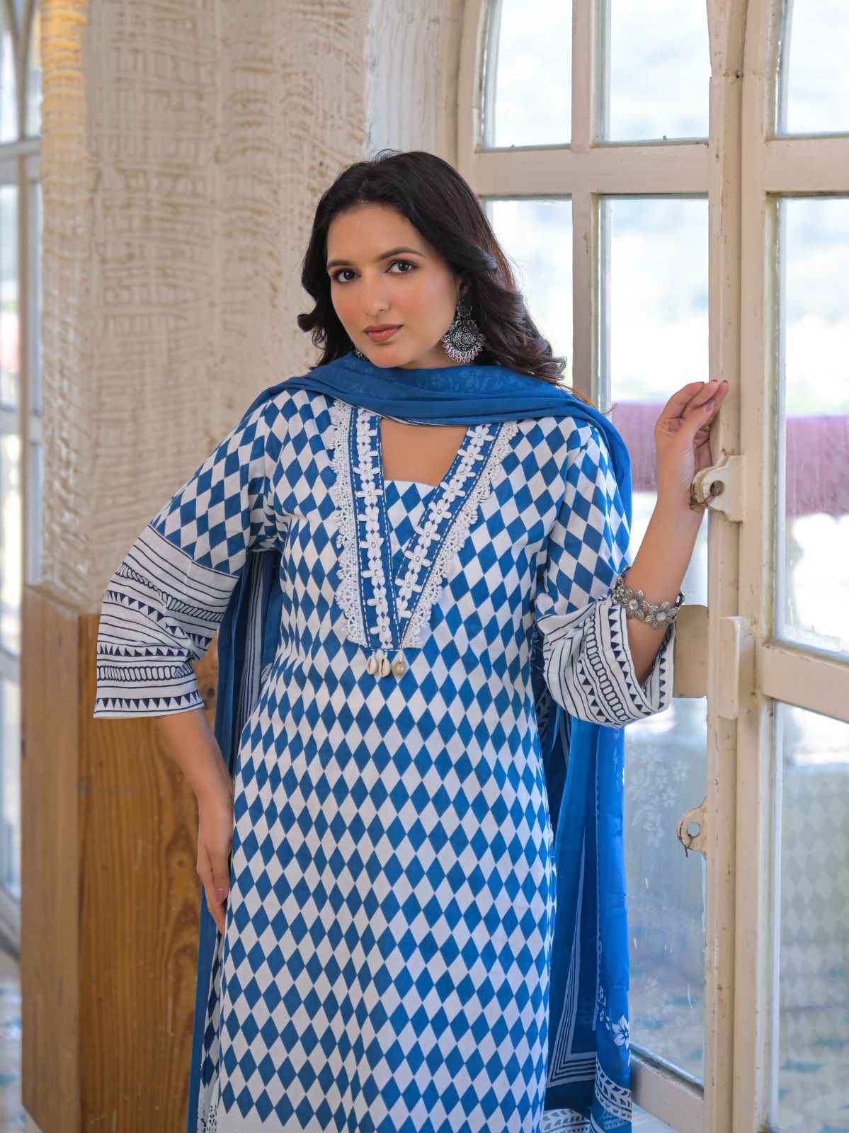 Pure Cotton Three Piece Dupatta Set