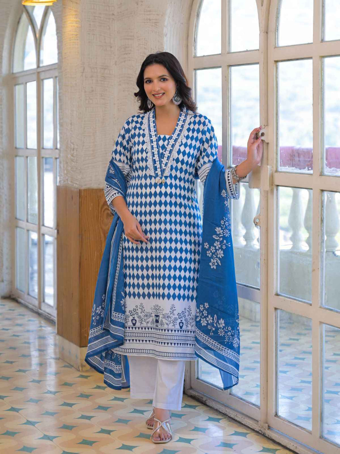 Pure Cotton Three Piece Dupatta Set