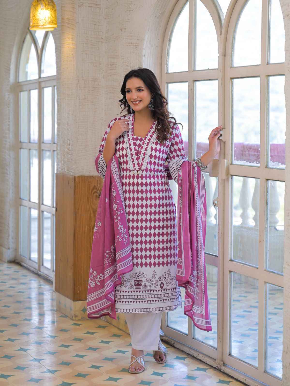 Pure Cotton Three Piece Dupatta Set