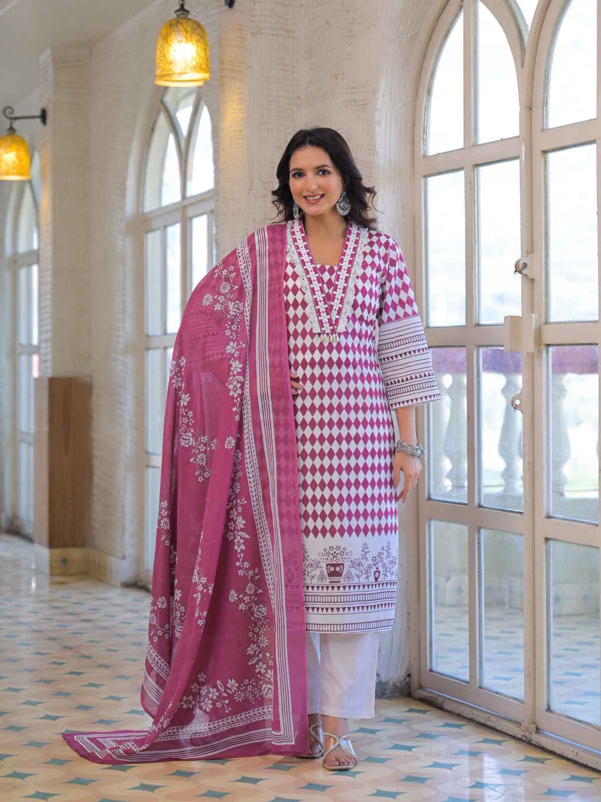 Pure Cotton Three Piece Dupatta Set