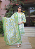 Pure Cotton Floral Print Dupatta Set With Inner
