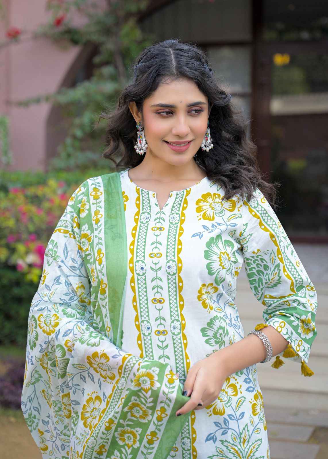 Pure Cotton Floral Print Dupatta Set With Inner