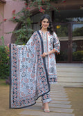 Pure Cotton Floral Print Dupatta Set With Inner