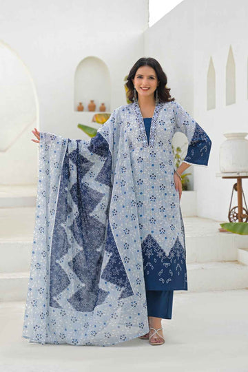 Pure Cotton Three Piece Dupatta Set