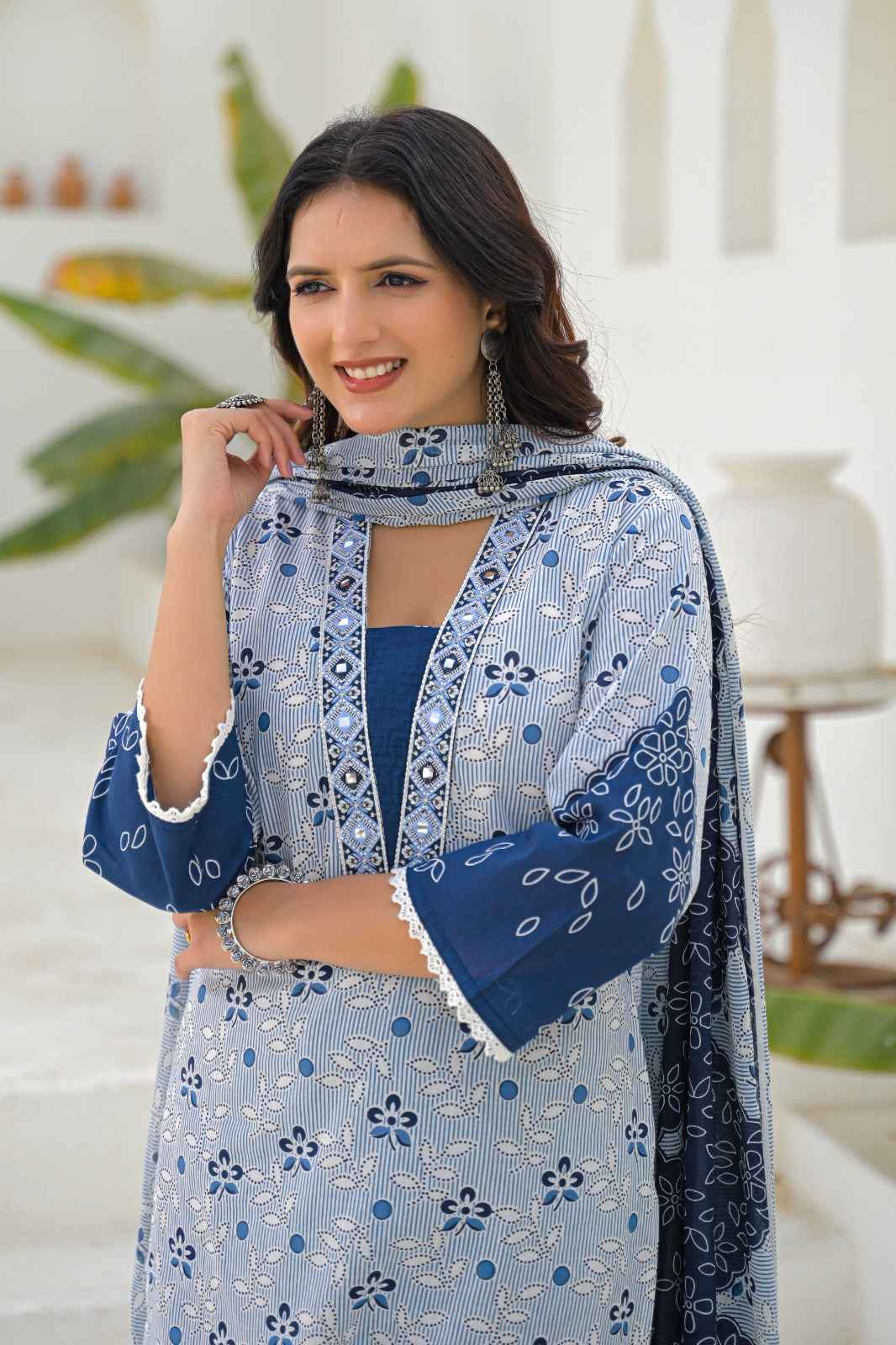 Pure Cotton Three Piece Dupatta Set