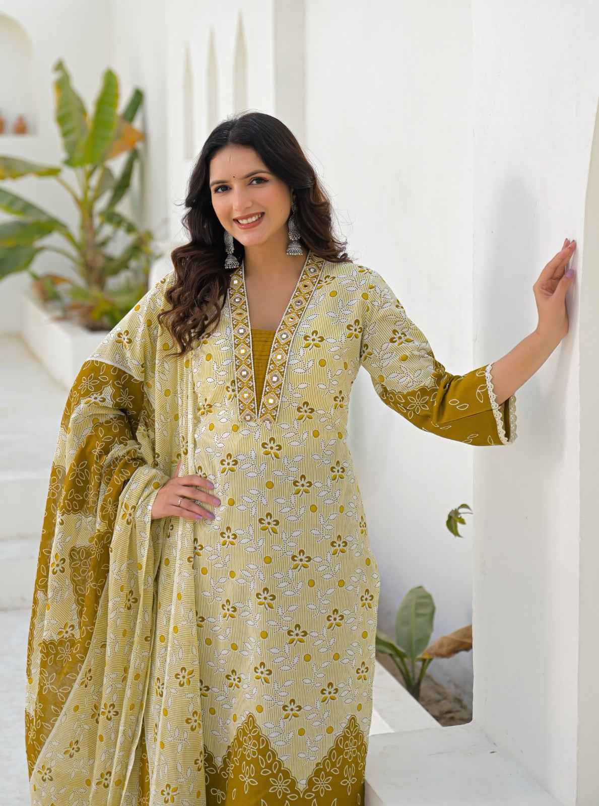 Pure Cotton Three Piece Dupatta Set