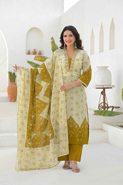 Pure Cotton Three Piece Dupatta Set