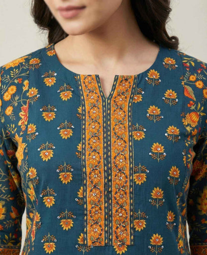 Pure Cotton Three Piece Dupatta Set With Palazzo