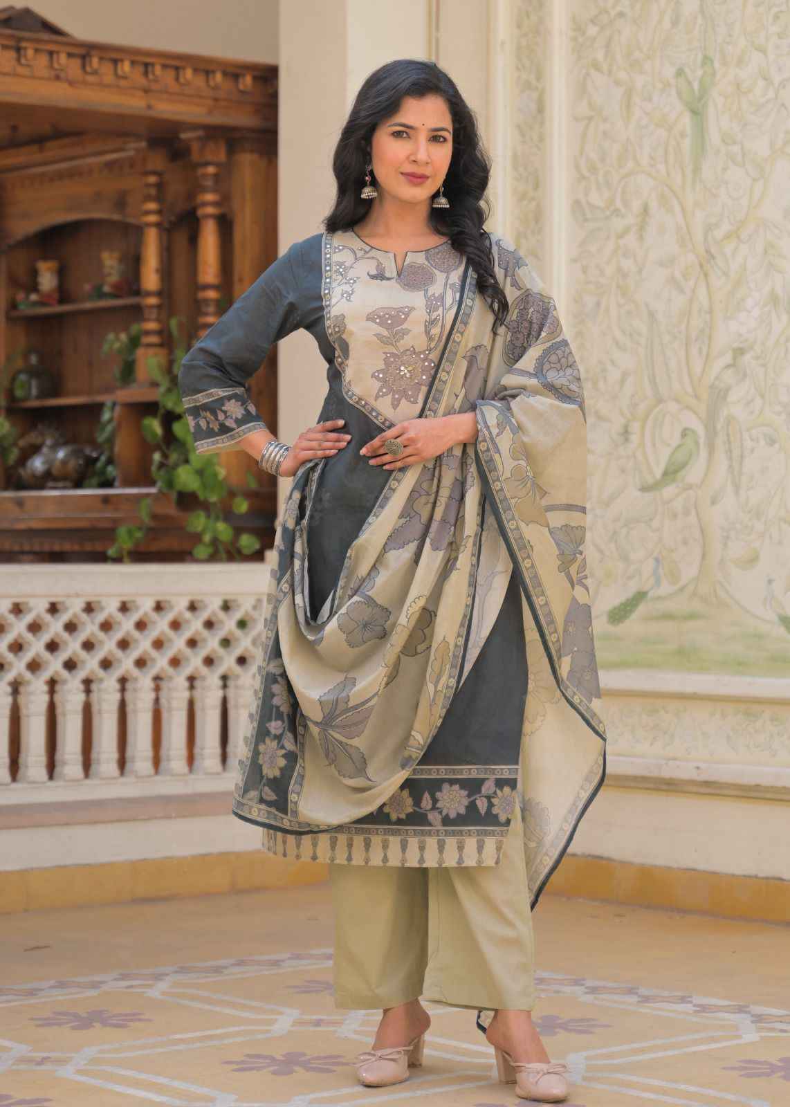 Pure Cotton Digital Print Dupatta Set