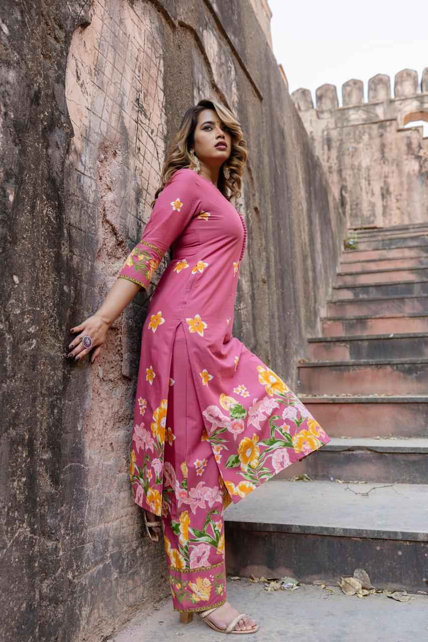 Floral Print Cotton Pant Set - PS037