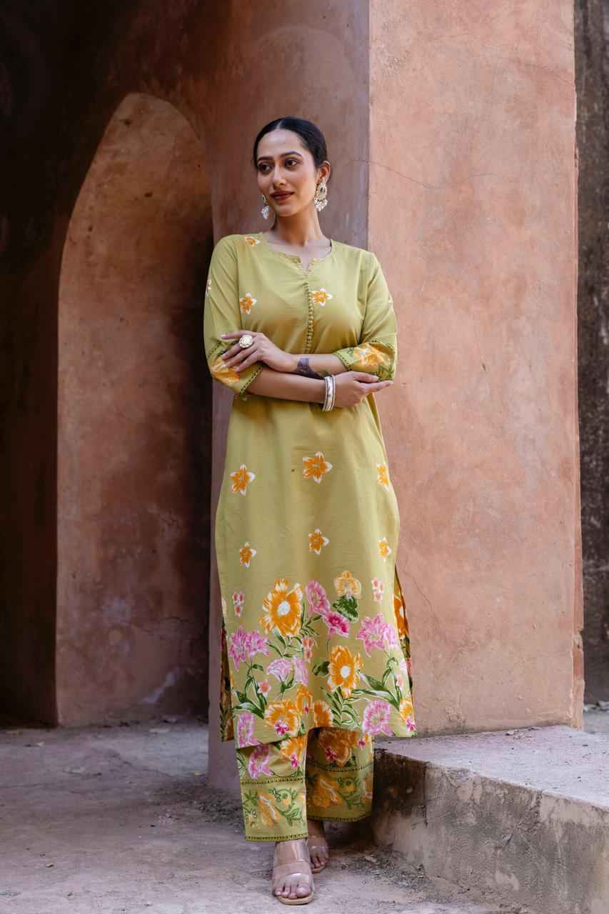 Floral Print Cotton Pant Set - PS037