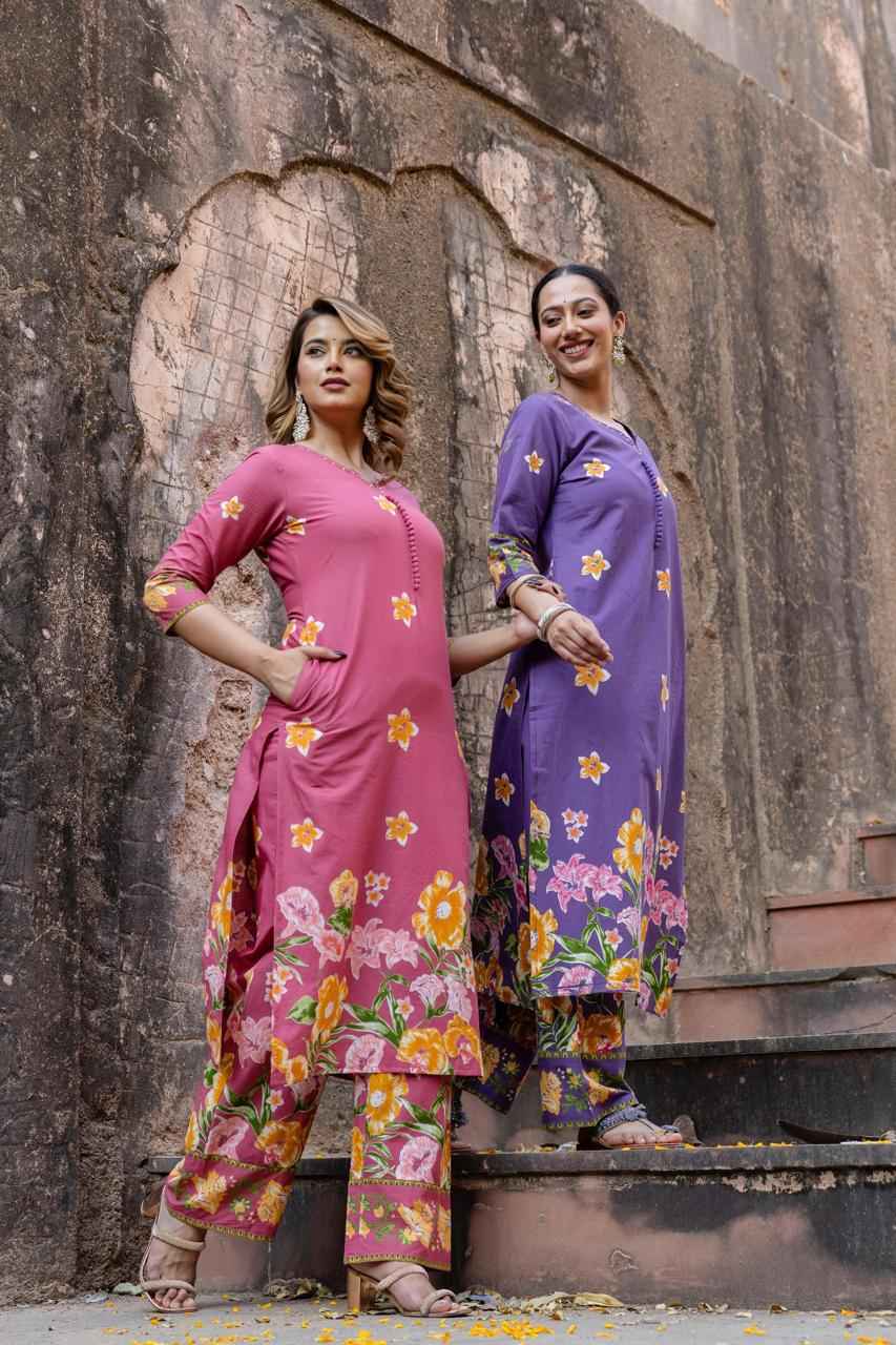 Floral Print Cotton Pant Set - PS037