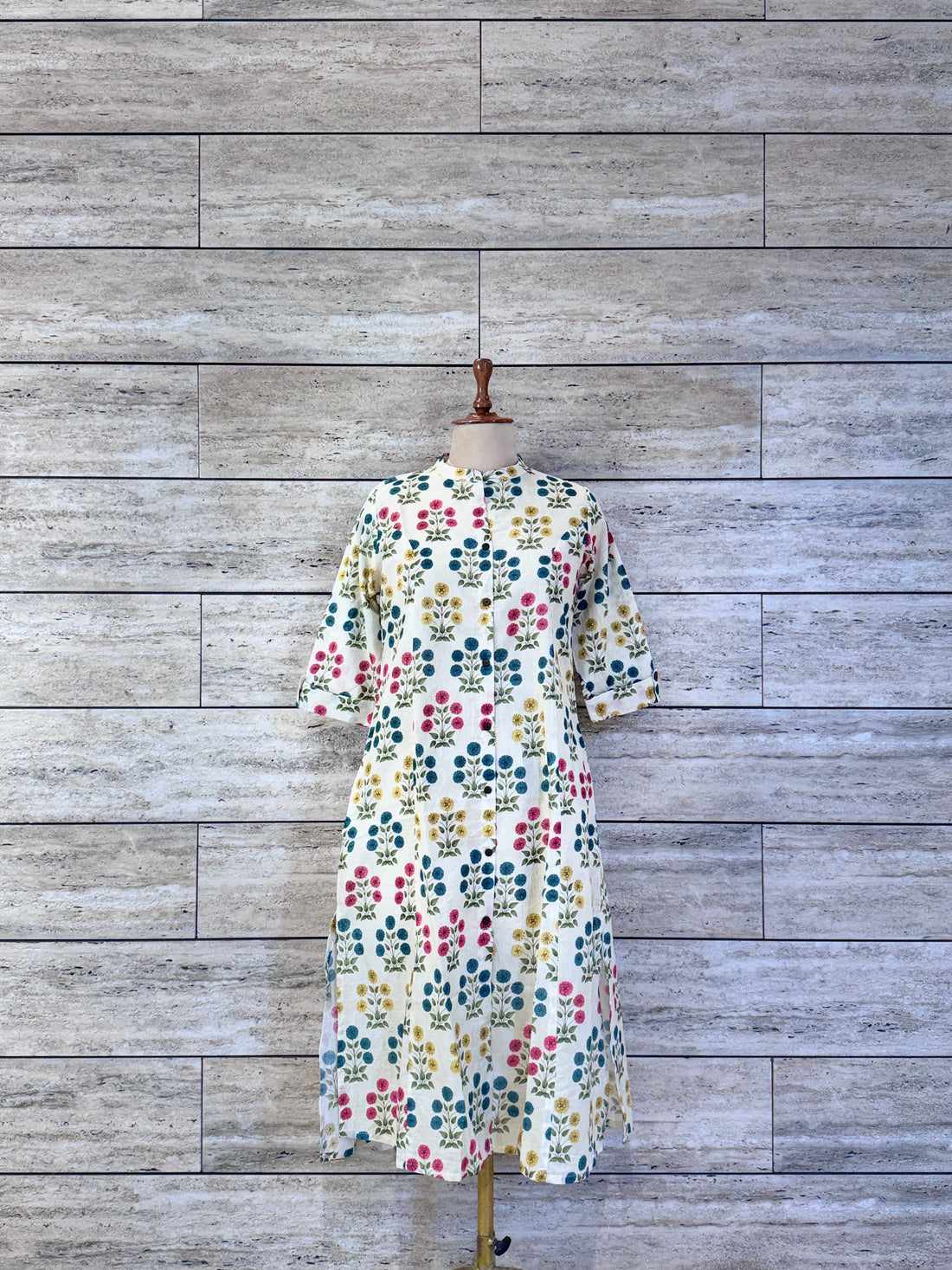 Hand block print Cotton A Line kurta Ok010