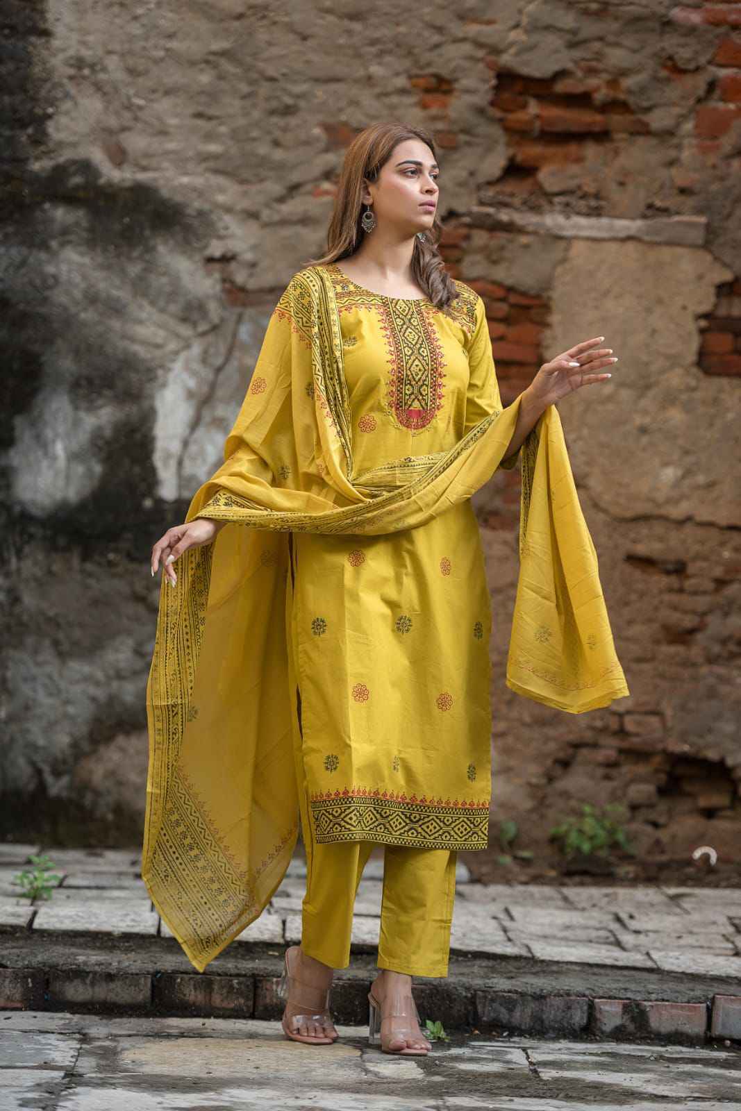 Pure Cotton Three Piece Dupatta Set