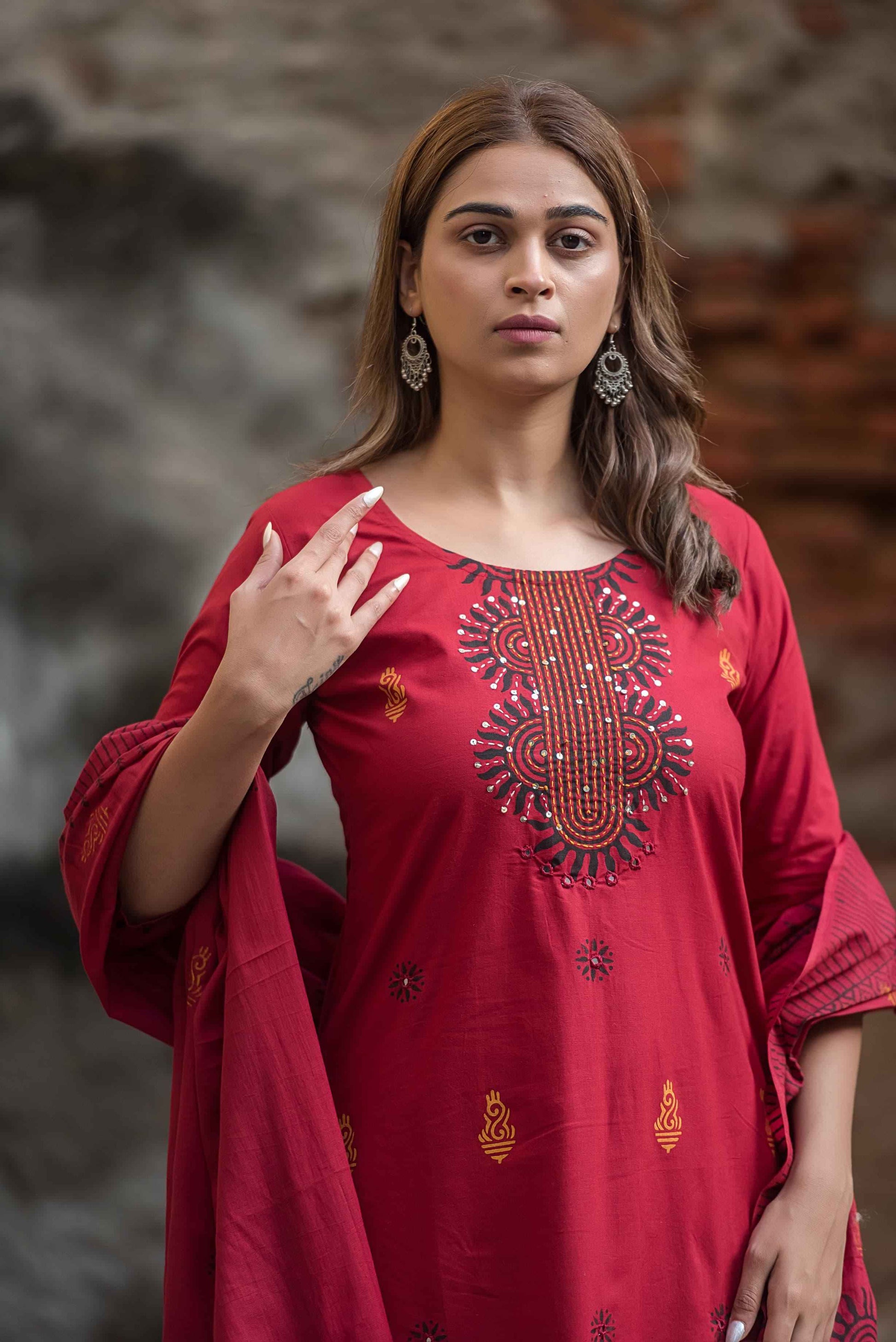 Pure Cotton Three Piece Dupatta Set