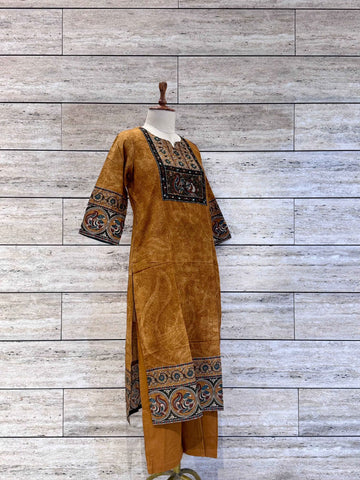 Ajrakh Print Pure Cotton Self Print Suit.