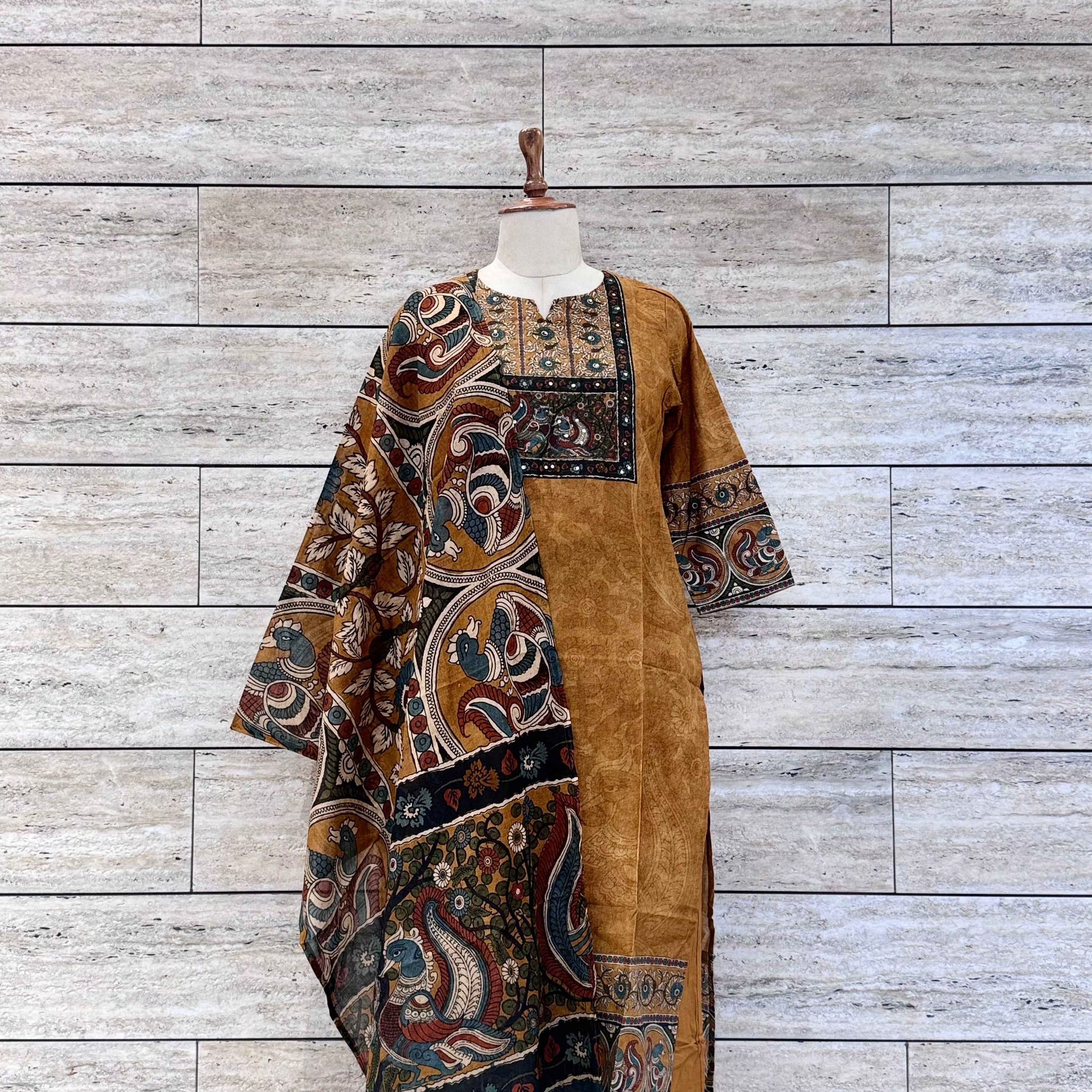 Ajrakh Print Pure Cotton Self Print Suit.