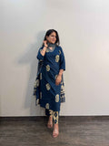 Hand Block Pure Cotton Dupatta Set.