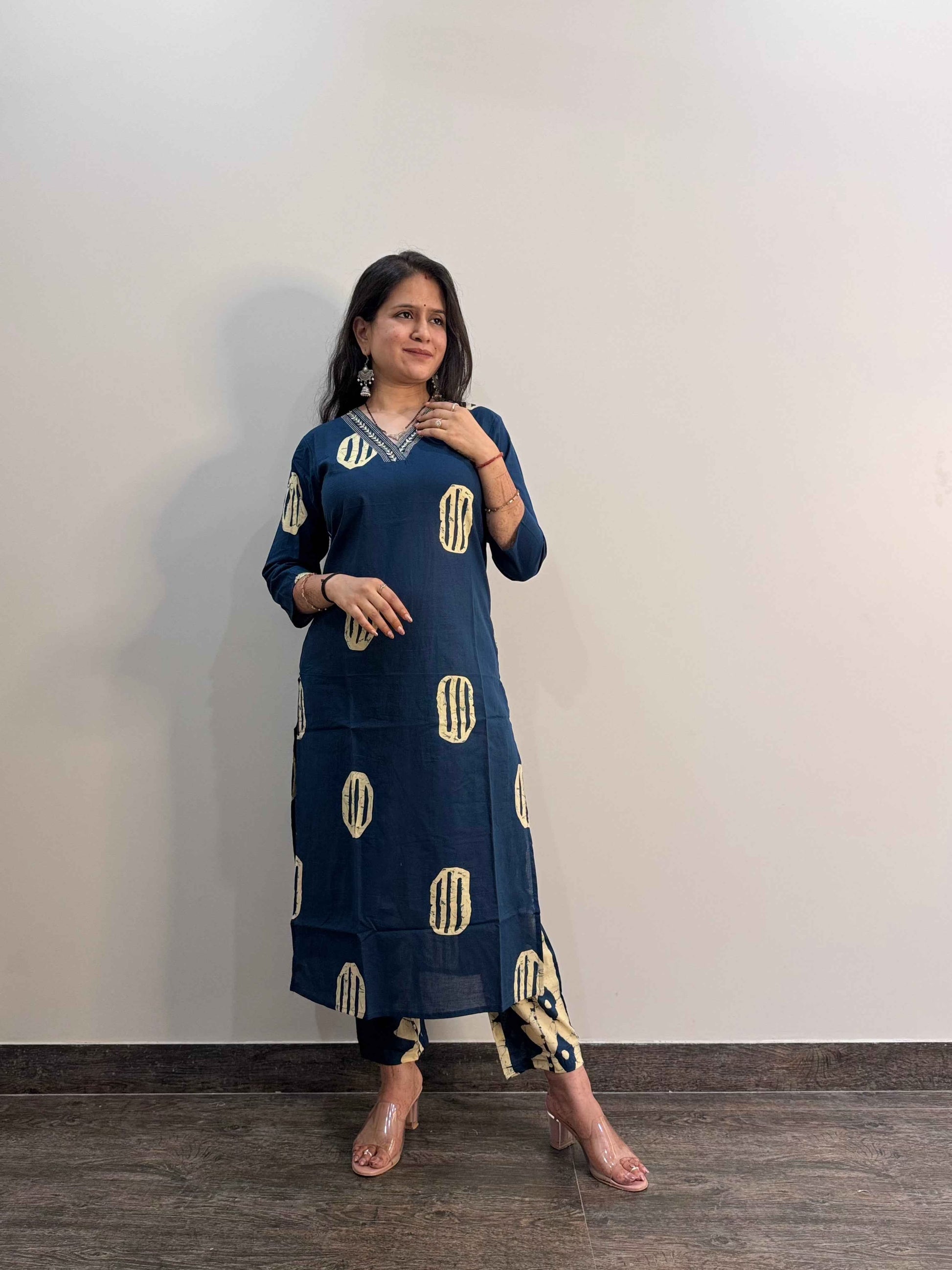 Hand Block Pure Cotton Dupatta Set.
