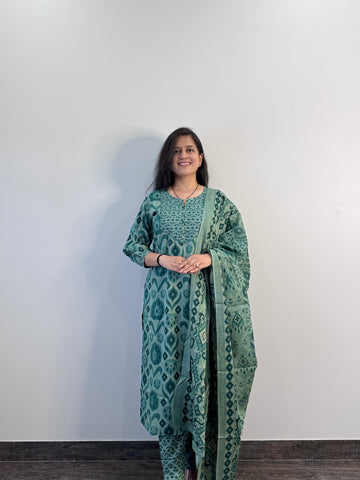 Ikkat Print Pure Cotton Suit -  LC005