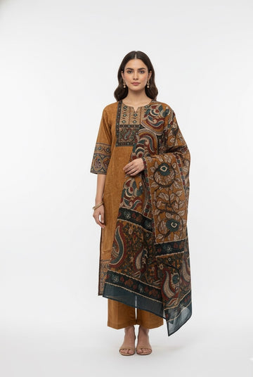 Ajrakh Print Pure Cotton Self Print Suit. CS010