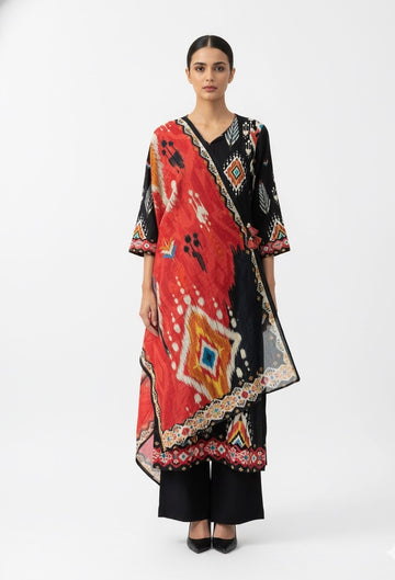 Ikkat Print Rayon Dupatta Set -  FL013