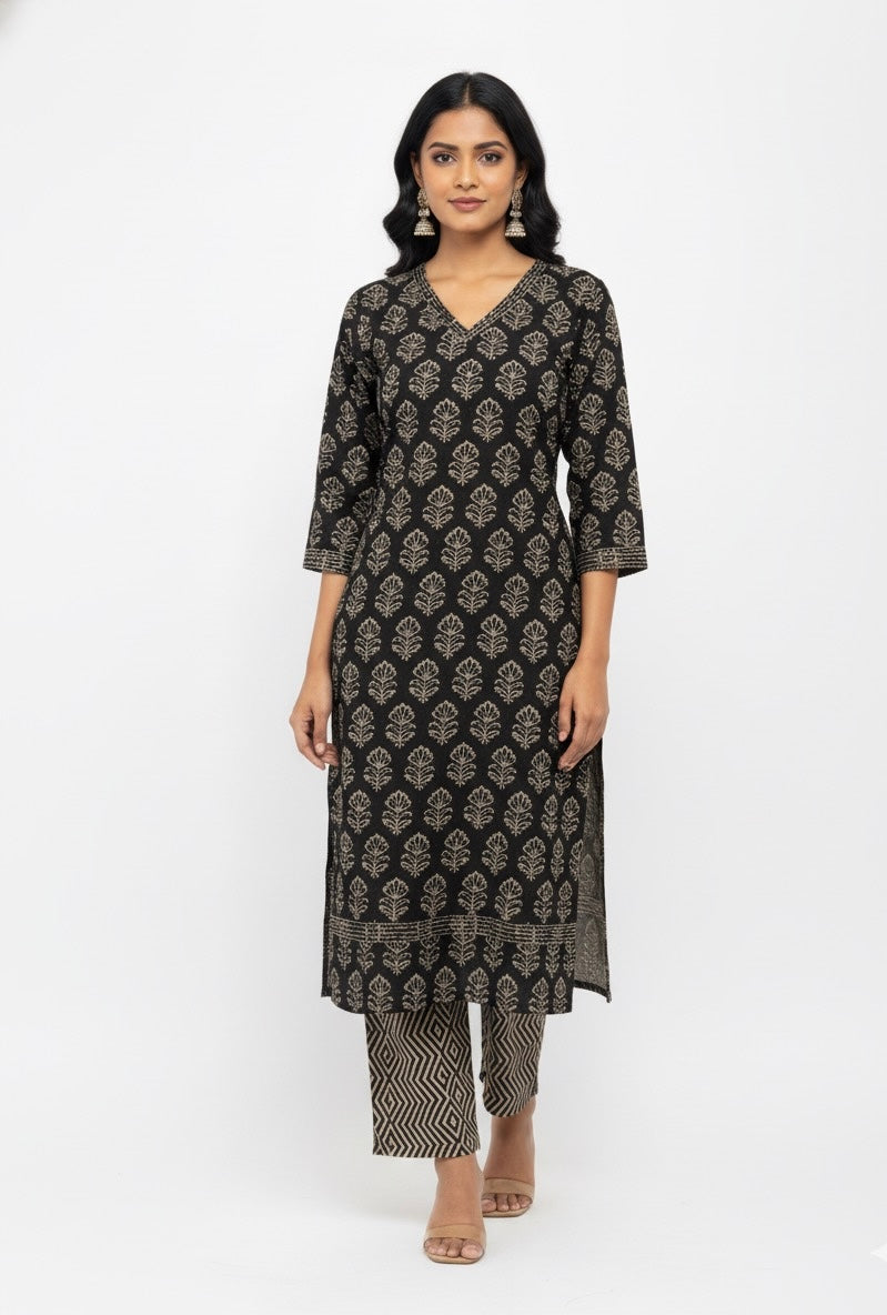 Pure Cotton Block Print Dupatta Set Plus Size CS086