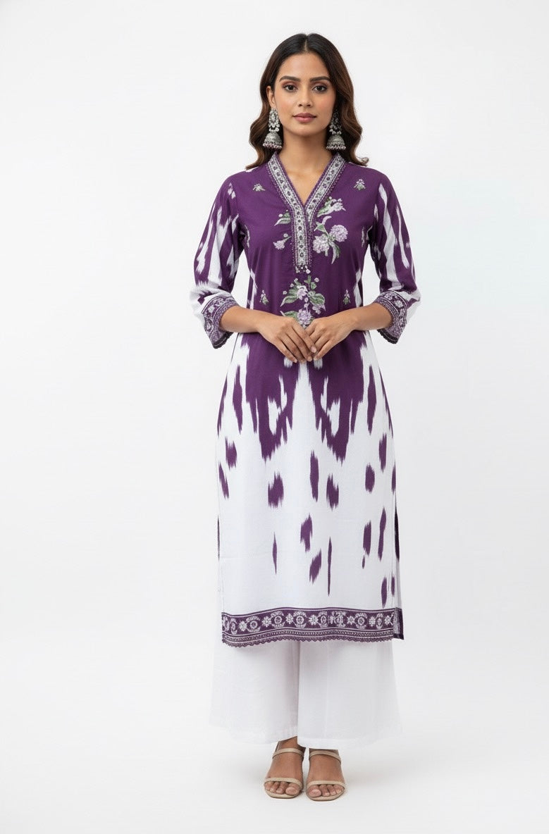 Ikkat Print Loose Fit Pure Cotton Dupatta Set  FL027