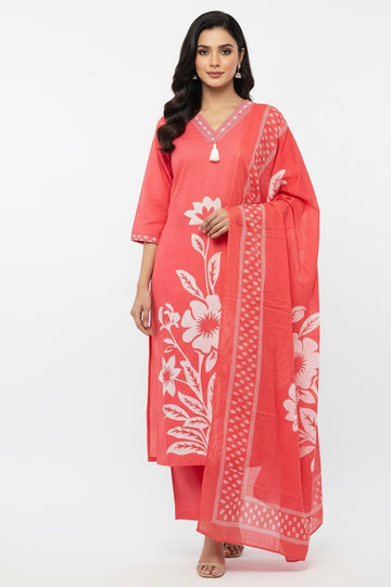Digital Floral Print Pure Cotton Dupatta set CS016
