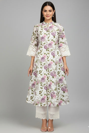 Floral Print Two Piece Pant Set  FL070