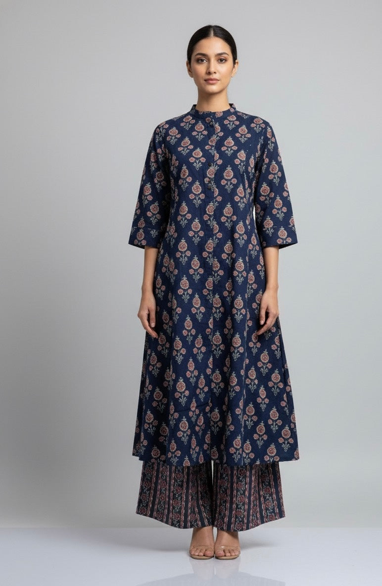 Floral Print Pure Cotton Apple Cut Pant Set  FL064