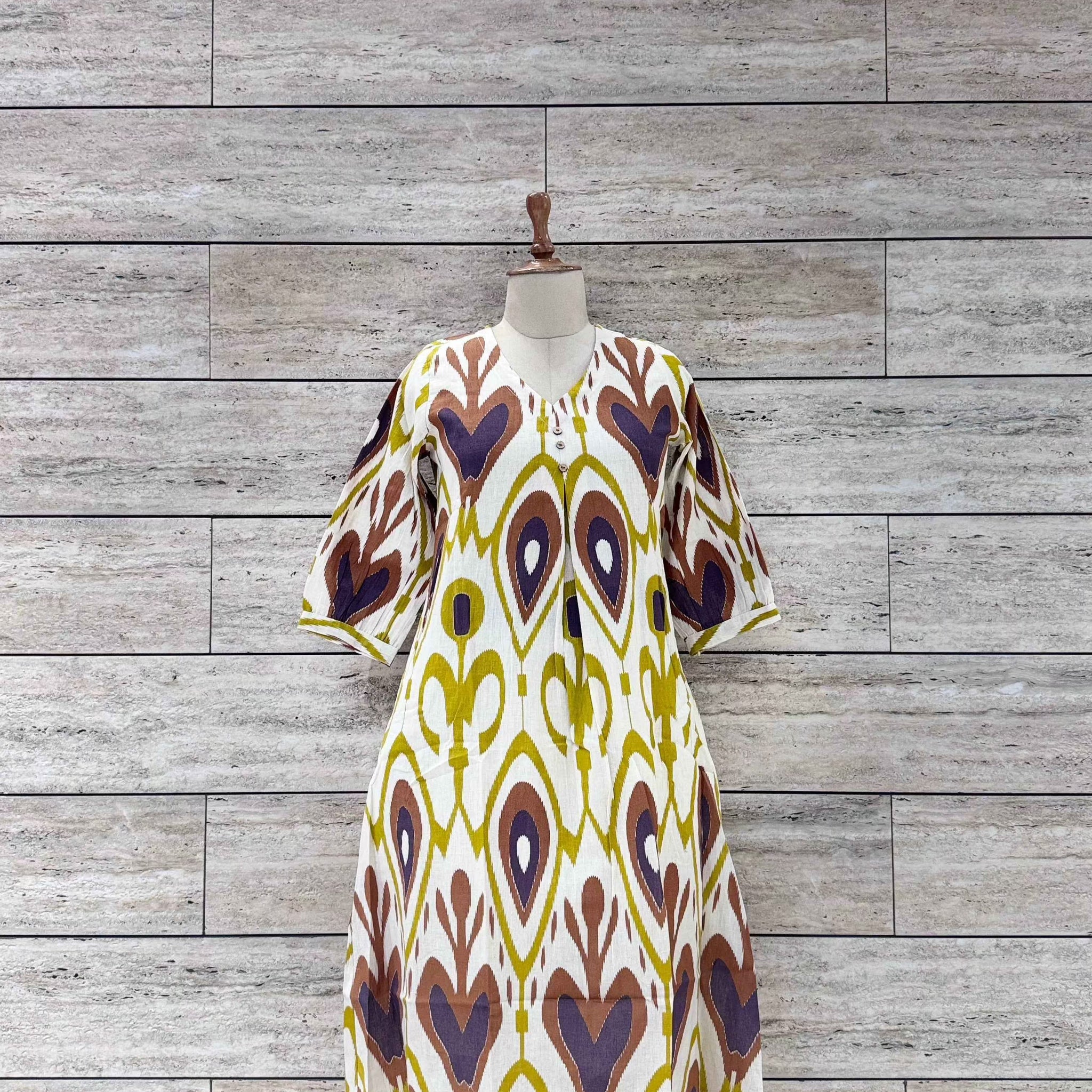 Ikkat Print A Line Only Kurta