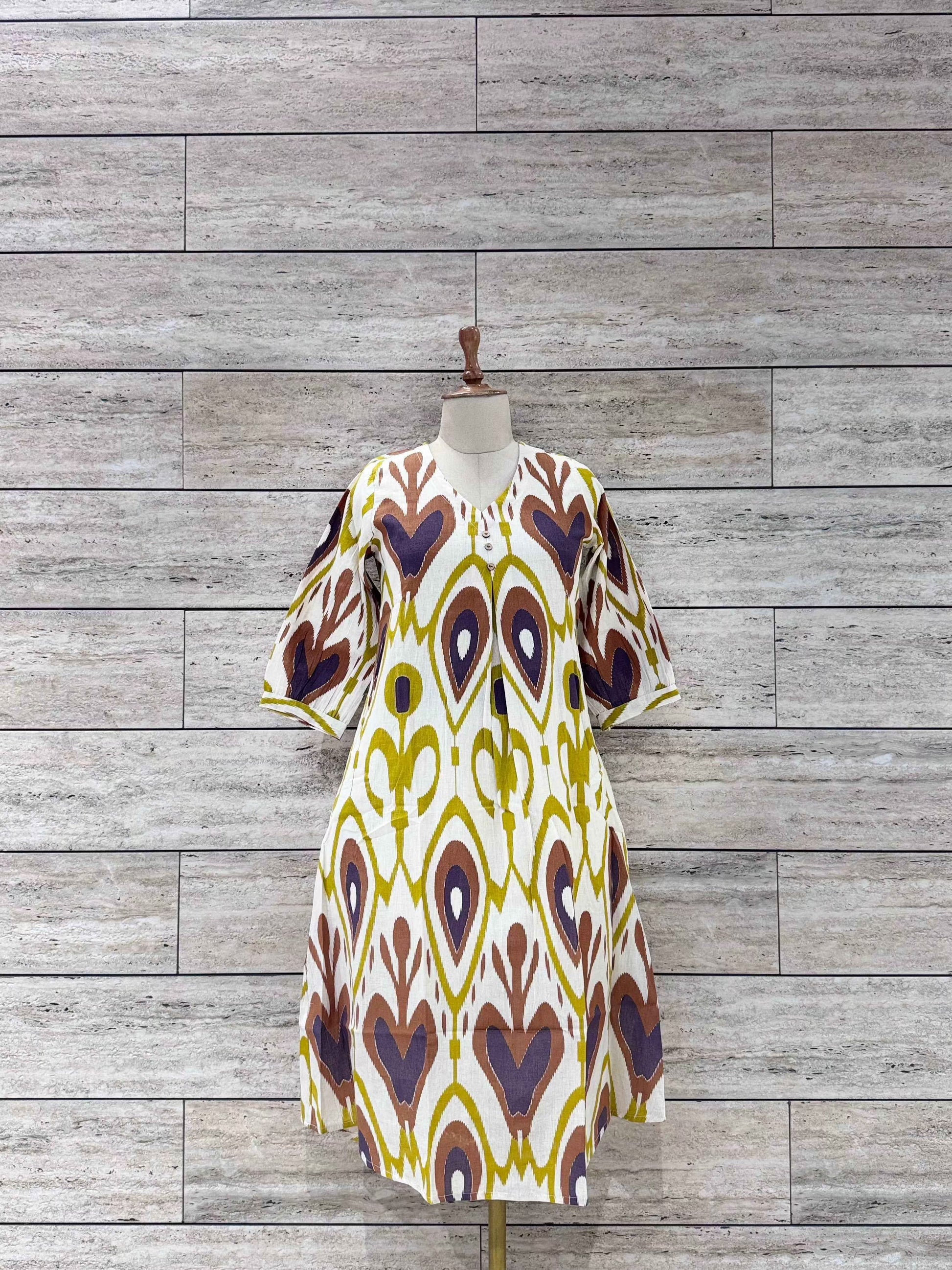 Ikkat Print A Line Only Kurta