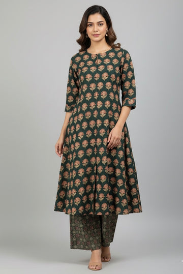 Floral Print Two Piece Pure Cotton Pant Set  FL060