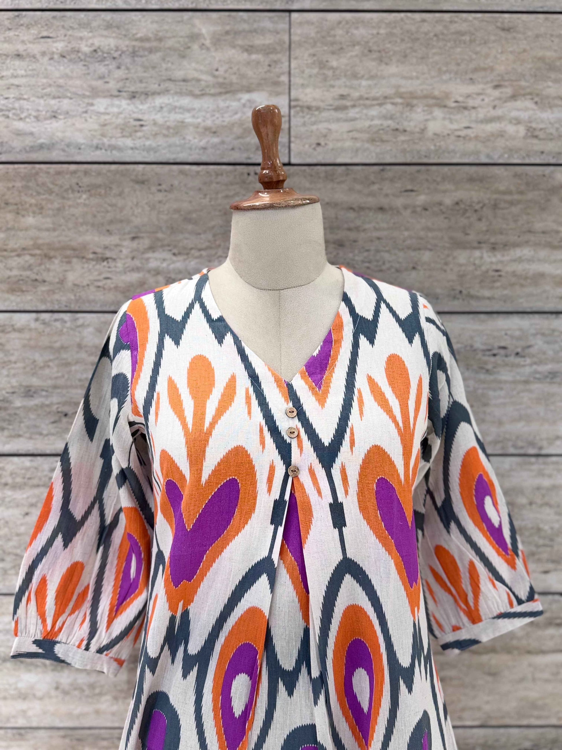 Ikkat Print A Line Only Kurta