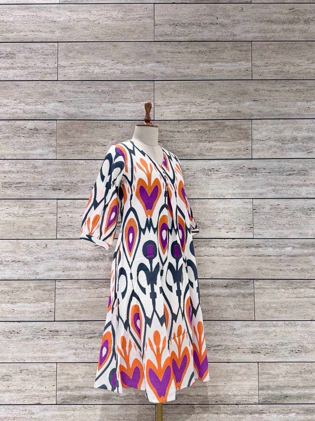 Ikkat Print A Line Only Kurta