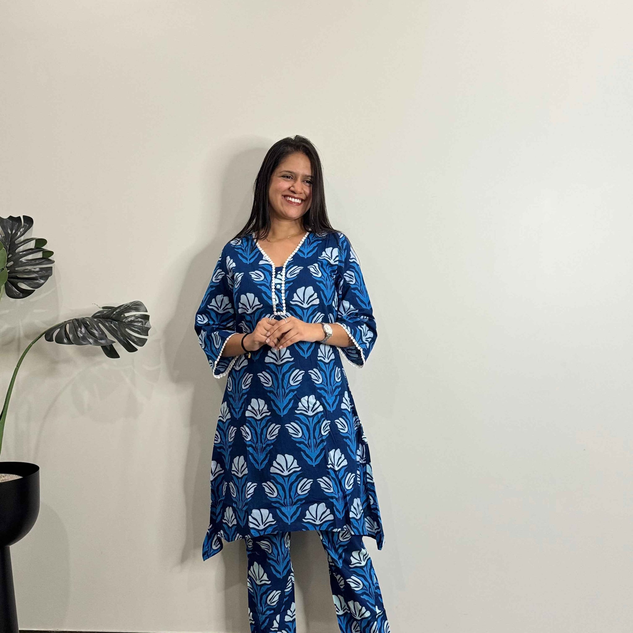 Pure Cotton Floral Print Two Piece Co Ord Set COS014