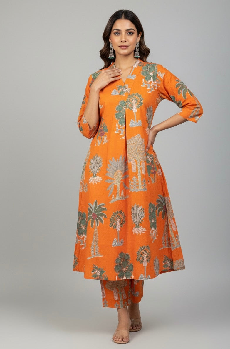 Floral Print Princess Cut Pant Set PS001