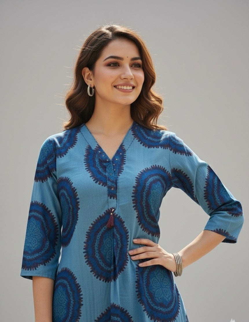 Princess Cut Two Piece Cotton Pant Set   FL094