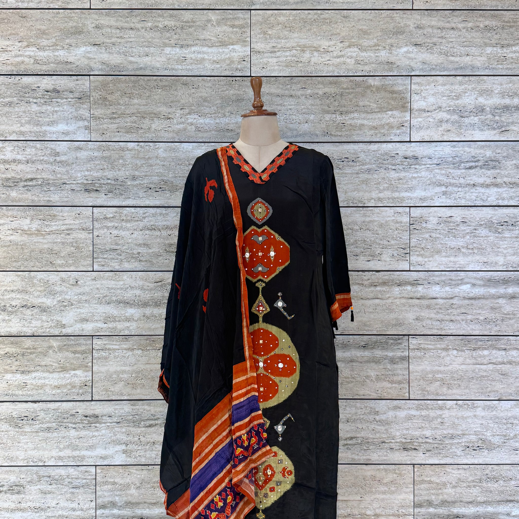 Pure Muslin Three Piece Ikkat Print Dupatta Set MS005