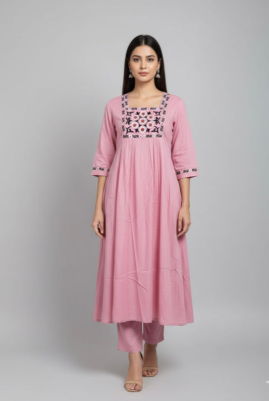 Pure Muslin A Line Two Piece Pant Set  MPS008