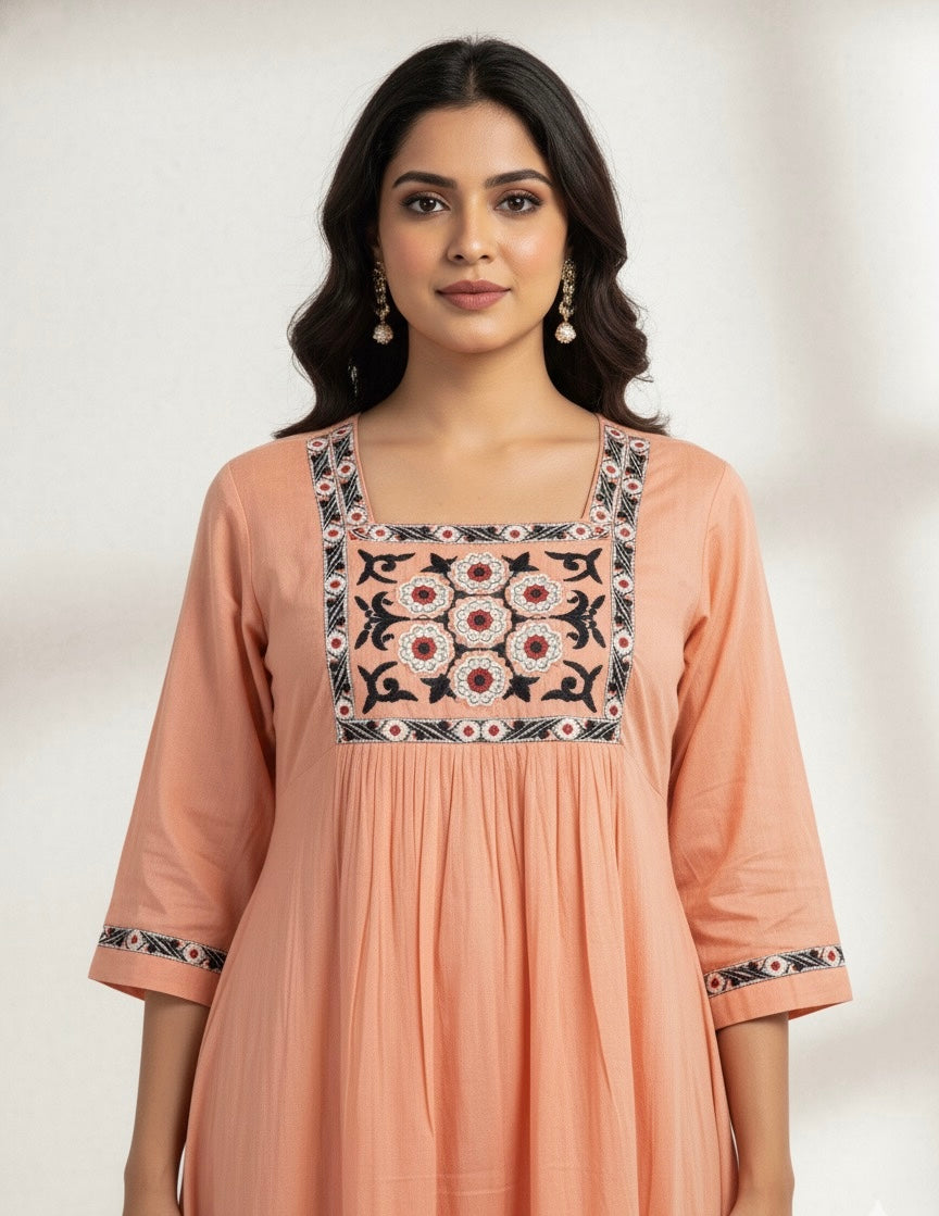 Pure Muslin A Line Two Piece Pant Set  MPS008