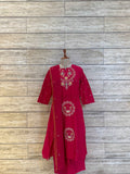 pure mul  cotton with embroider dupatta set